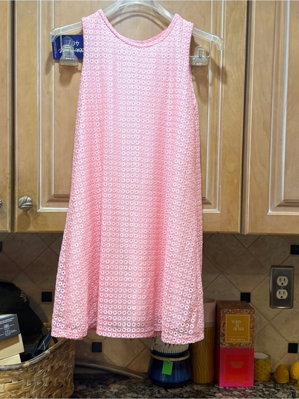 Pink Eyelet A-Line Girls Dress 10